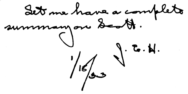 [image of Hoover's note]
